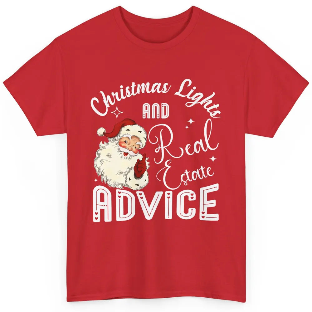 Merry Christmas Xmas Lights Santa Realtor Real Estate Advice Classic Unisex T-Shirt