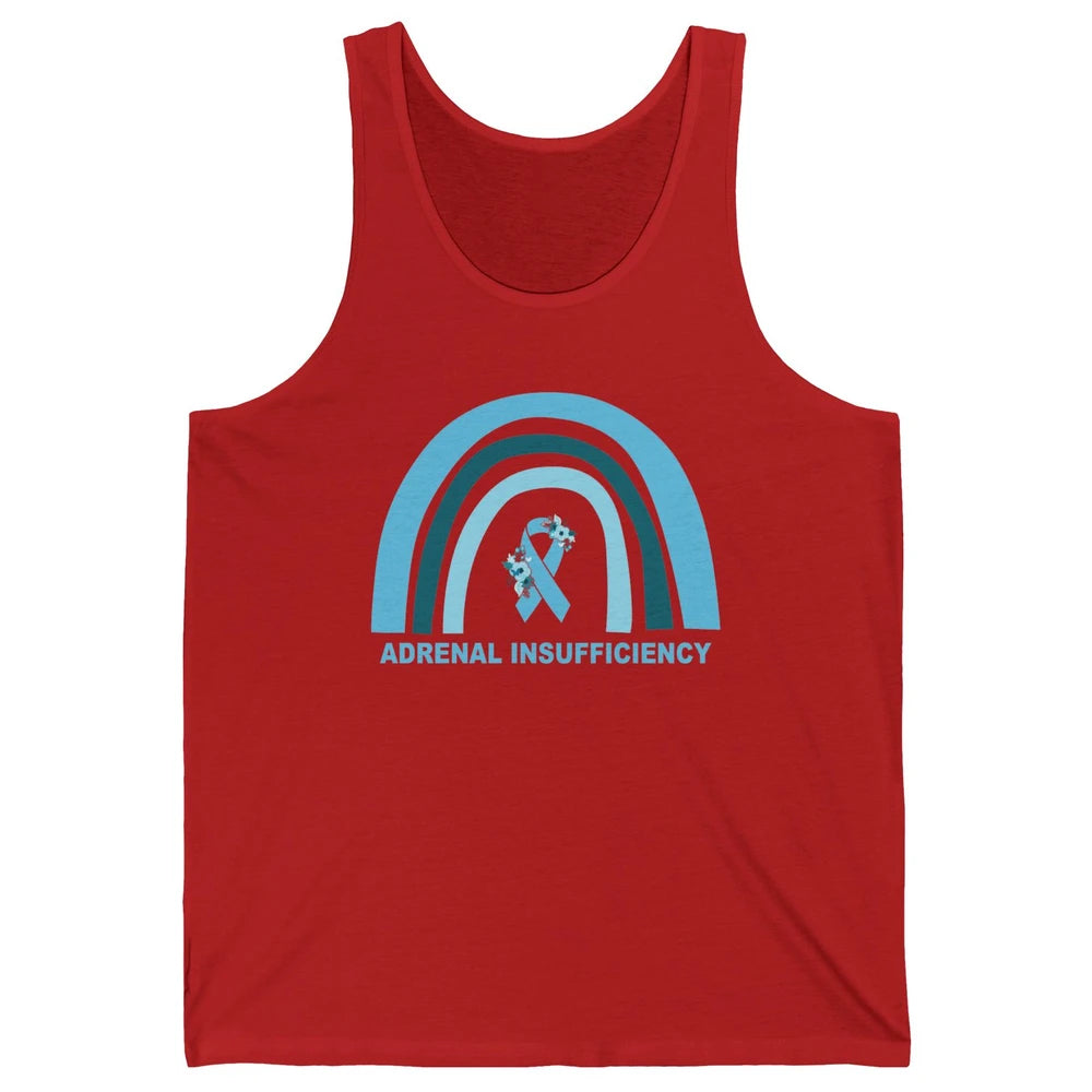 Adrenal Insufficiency Awareness Floral Blue Ribbon Rainbow Unisex Jersey Tank