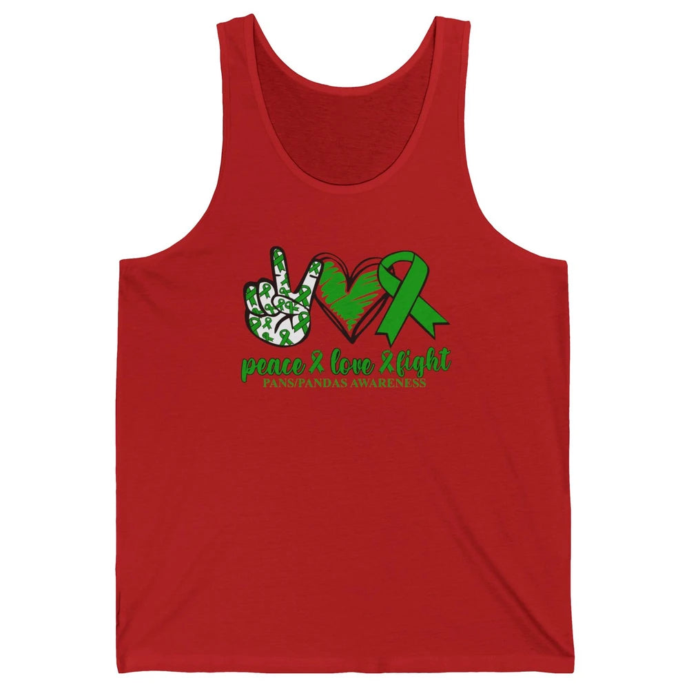 PANS/PANDAS Awareness Green Ribbon Peace Love Cure Unisex Jersey Tank