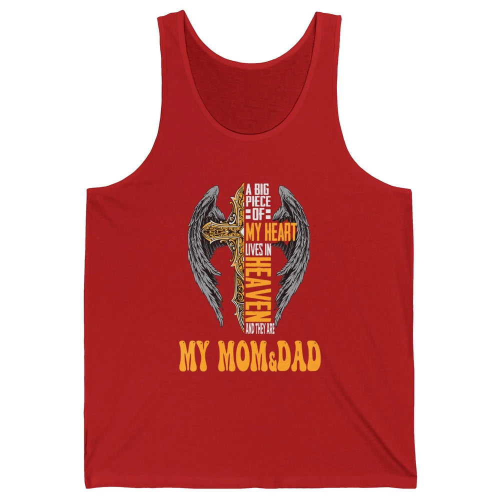 Parents Heaven Dad And Mom In Heaven Angel Cross Guardian Unisex Jersey Tank