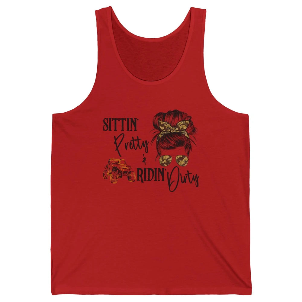 Mud Riding ATV Messy Bun Ride RZR SXS Life Country Girls Unisex Jersey Tank