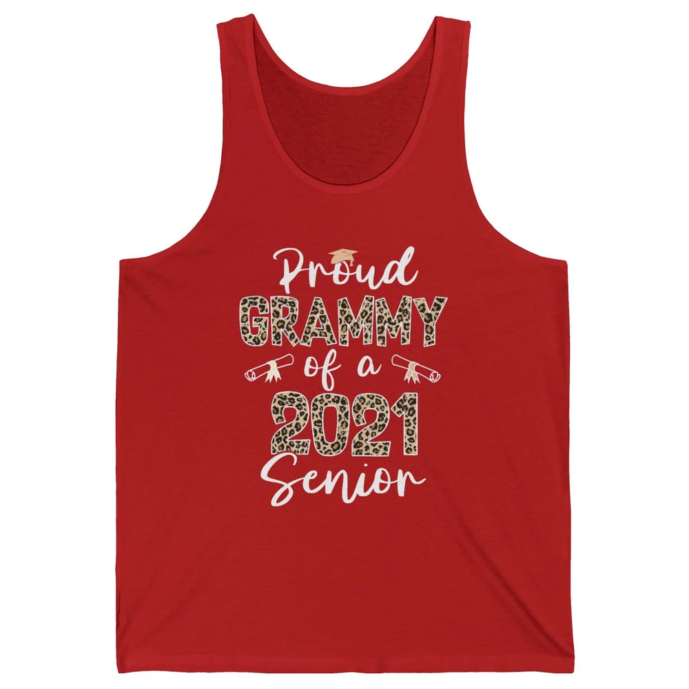Proud Grammy Of A 2021 Senior Senior 2021 Grad Party Leopard Unisex Jersey Tank