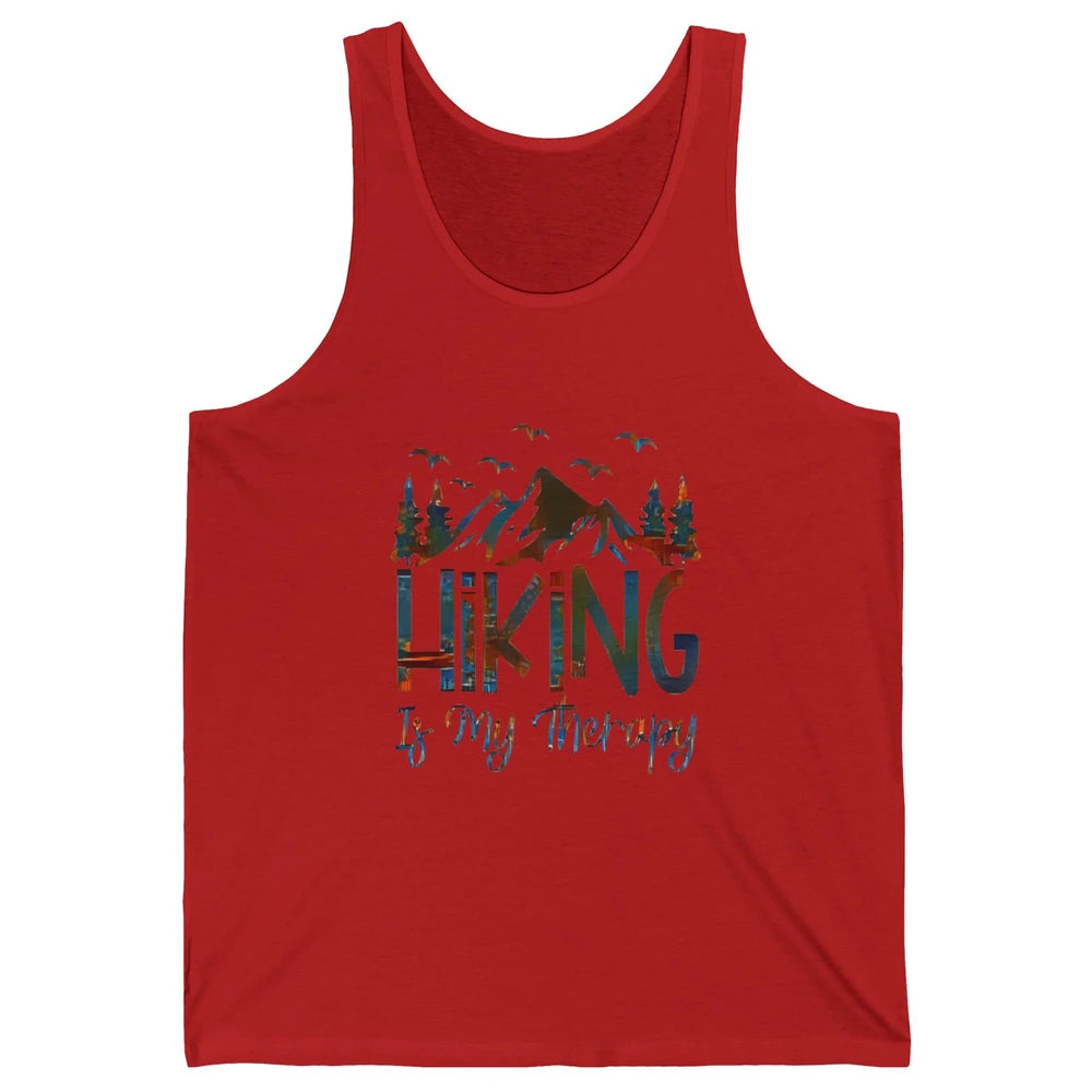 Hiking Is My Therapy Mountain Hike Wander Camping Outdoor Unisex Jersey Tank