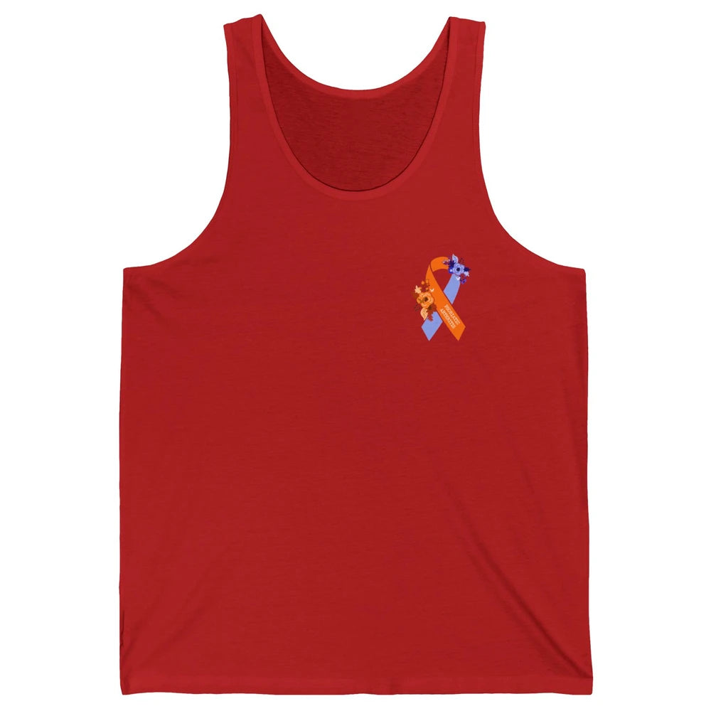 Psoriatic Arthritis Awareness PsA Floral Blue Orange Ribbon Unisex Jersey Tank