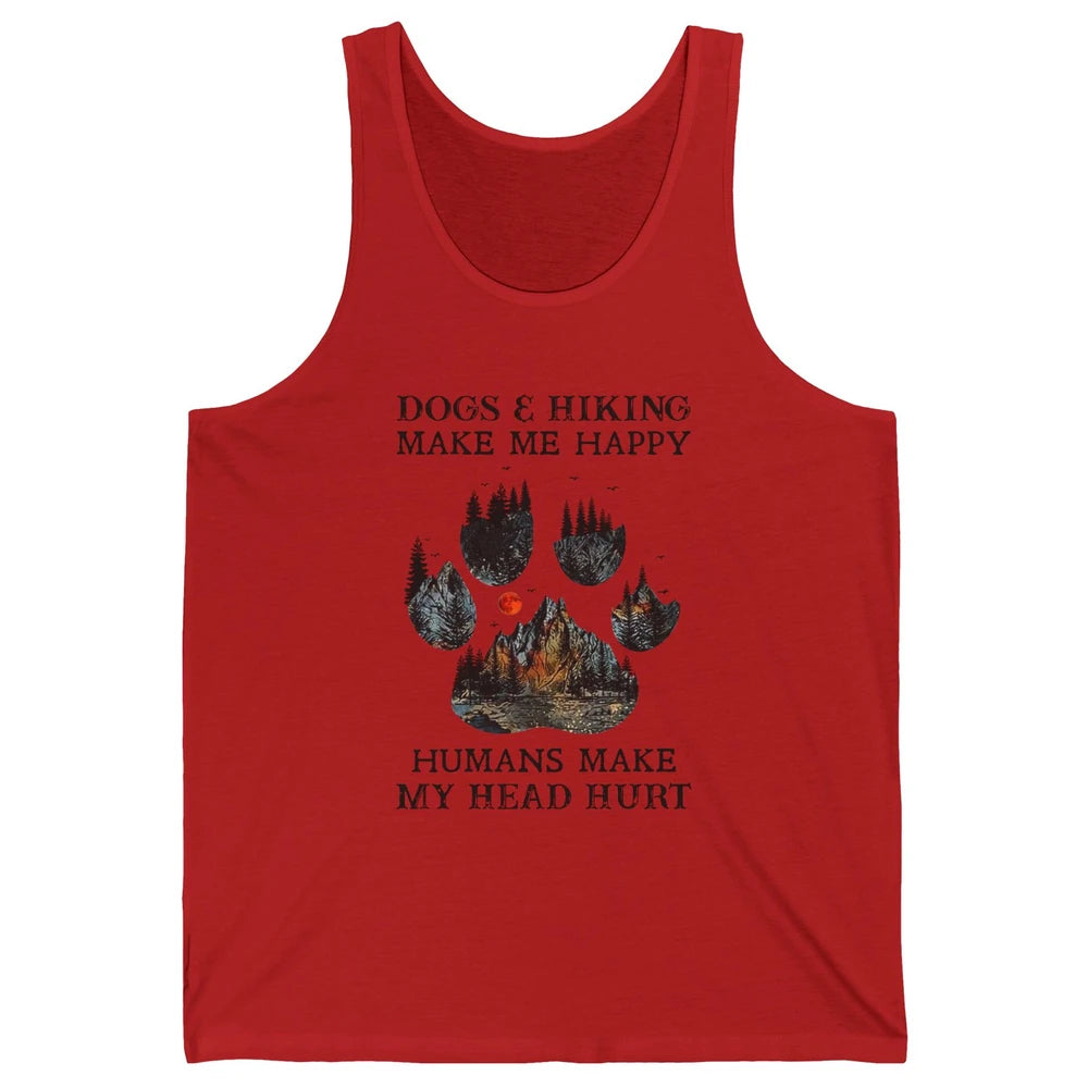 Retro Mountain Dogs & Hiking Make Me Happy Dogs Paws Camping Unisex Jersey Tank
