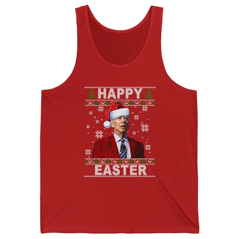 Funny Biden Santa Hat Happy Easter Anti Biden Christmas Unisex Jersey Tank