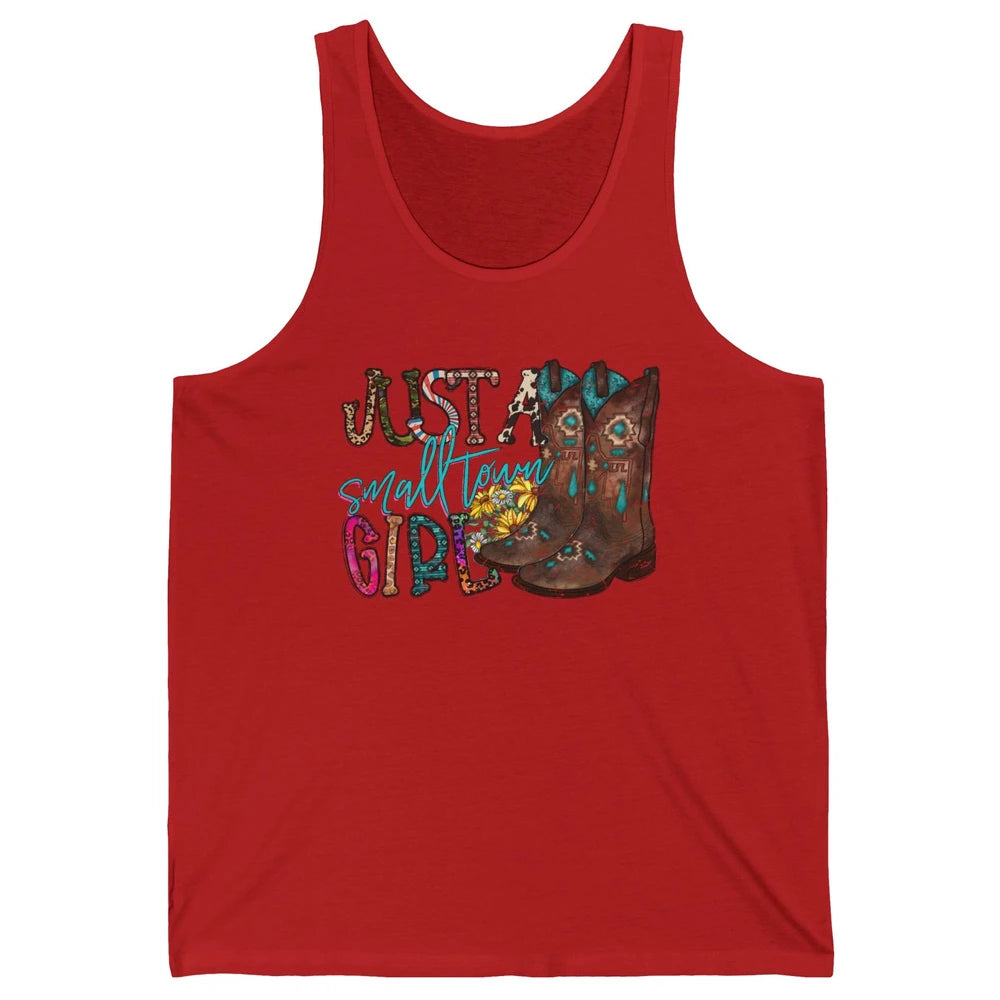 Retro Cowgirl Boots Just A Small Town Girl Western Country Unisex Jersey Tank