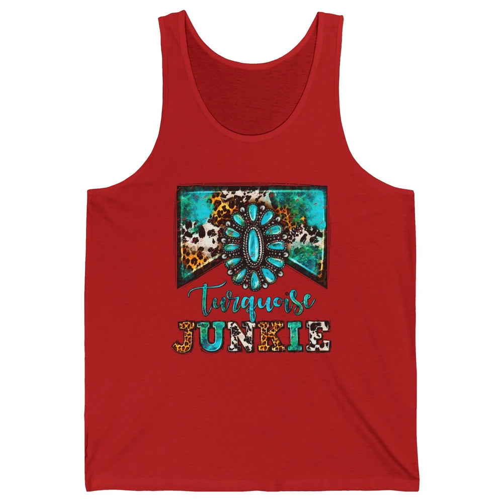 Retro Leopard Turquoise Junkie Gemstone Western Country Unisex Jersey Tank