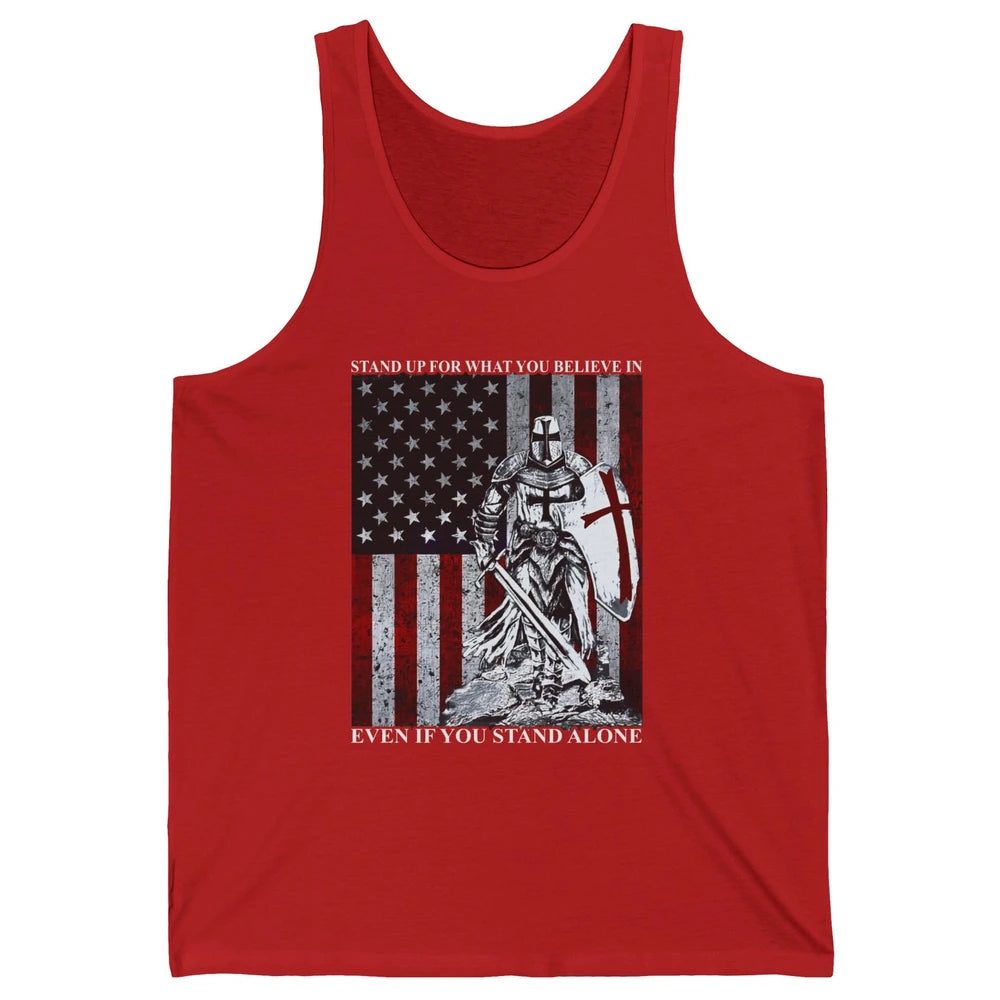 Retro Knight Templar US Flag Stand For What You Believe In Unisex Jersey Tank