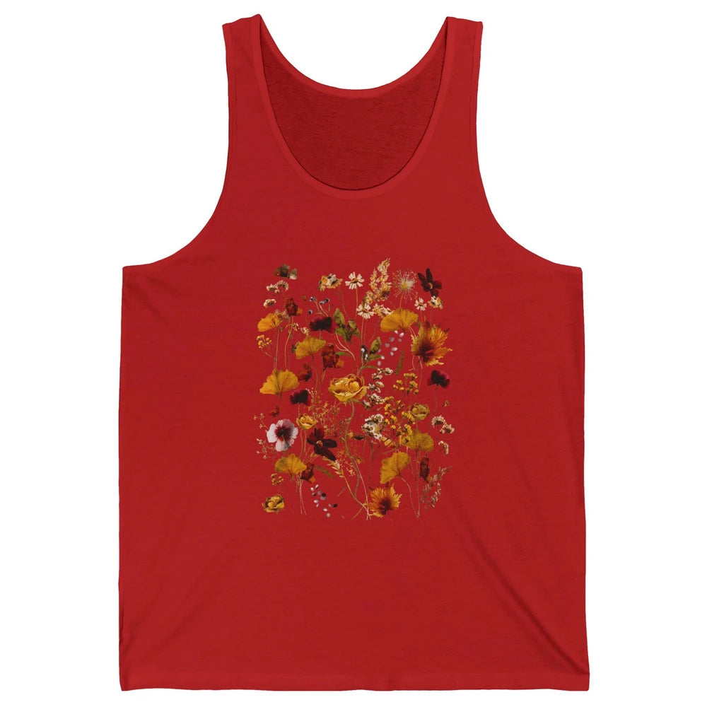 Pressed Flowers Plant Botanical Garden Wildflower Vintage Unisex Jersey Tank