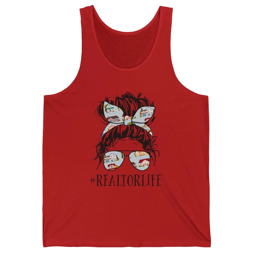 Realtor Life Messy Bun Real Estate Agent Housing Investment Unisex Jersey Tank