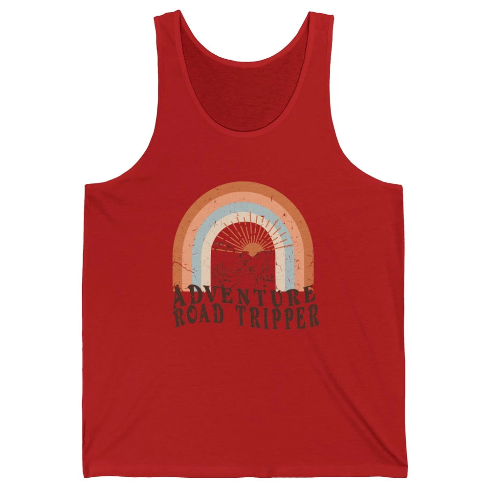 Retro Desert Sunrise Rainbow Adventure Road Tripper Western Unisex Jersey Tank