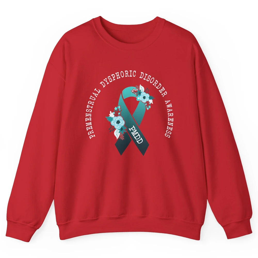 Premenstrual Dysphoric Disorder PMDD Awareness Ribbon Unisex Crewneck Sweatshirt