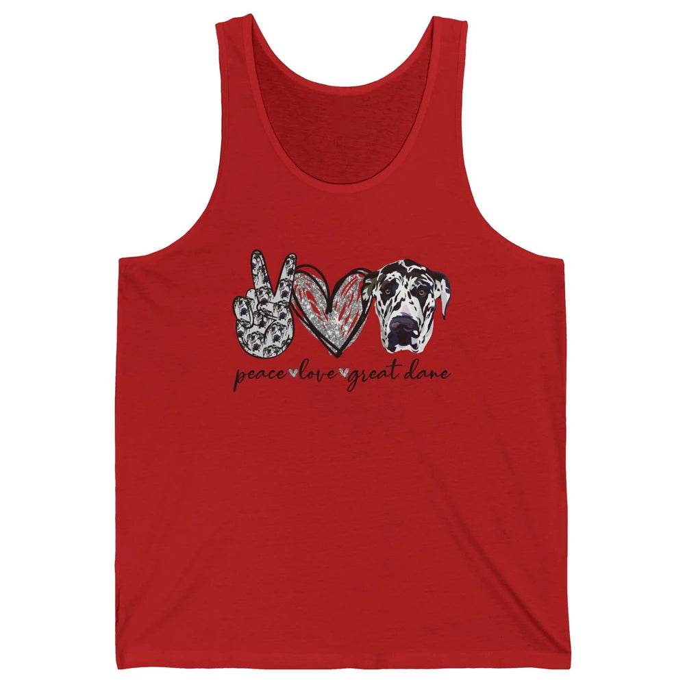 Peace Love Great Dane Dog Lovers Great Dane Mothers Fathers Unisex Jersey Tank