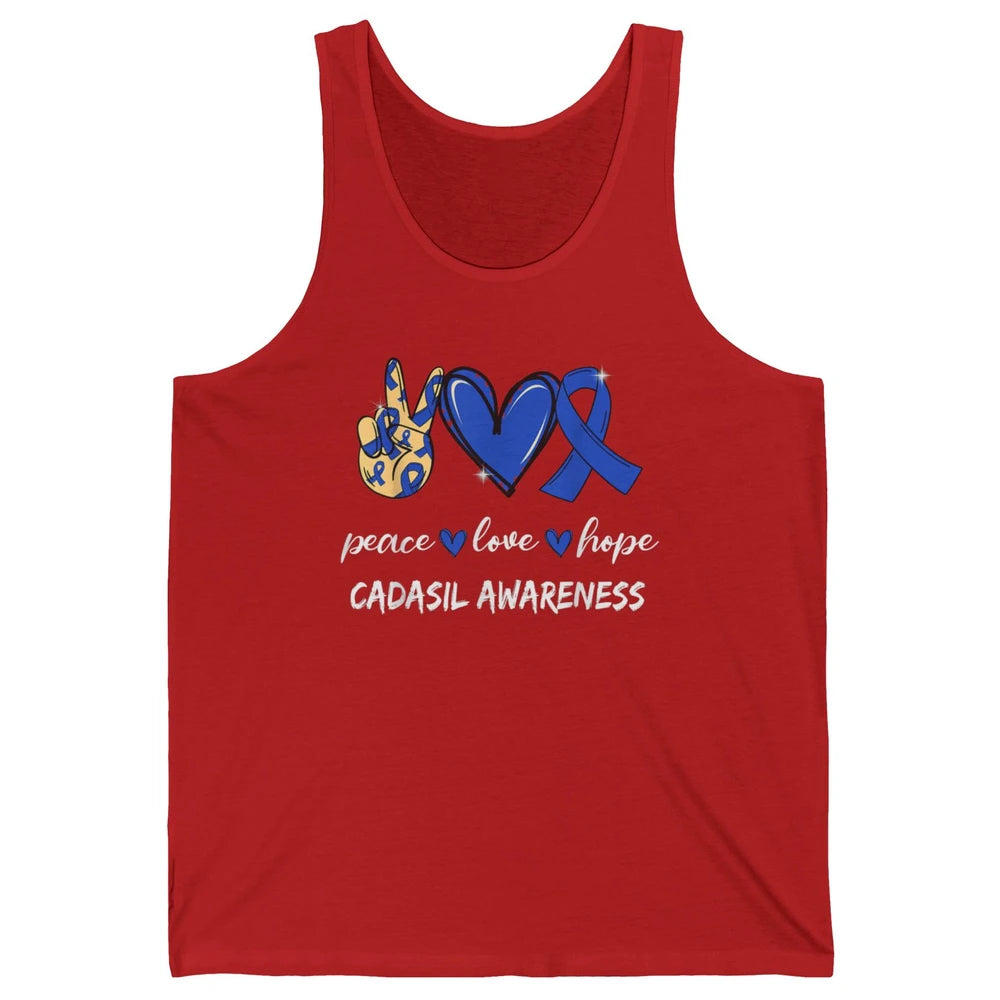 Peace Love Hope Heart Love Cadasil Awareness Blue Ribbon Unisex Jersey Tank