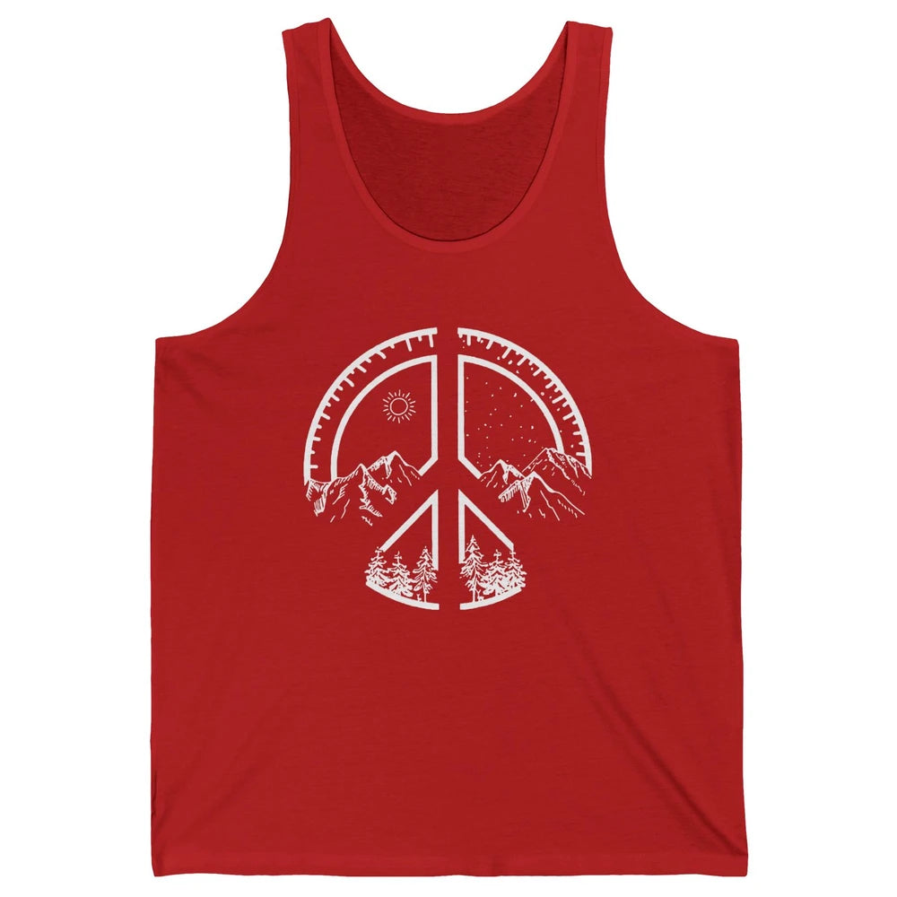 Peace Love Hiking Mountain Hikers Exploring Nature Camping Unisex Jersey Tank