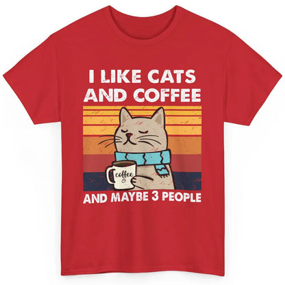 Retro Funny Fall Cat I Like Cats Coffee And Maybe 3 People Classic Unisex T-Shirt