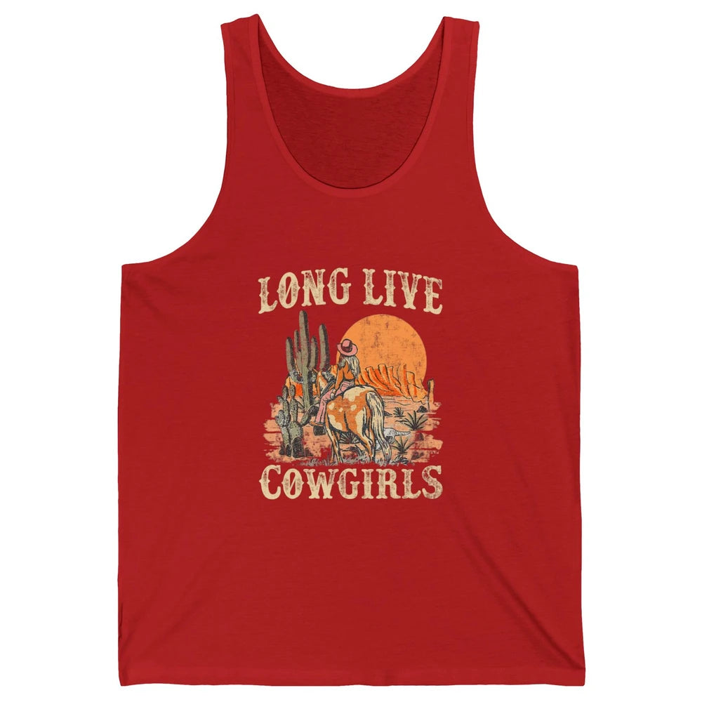 Retro Long Live Howdy Rodeo Western Desert Cowgirl Horseback Unisex Jersey Tank