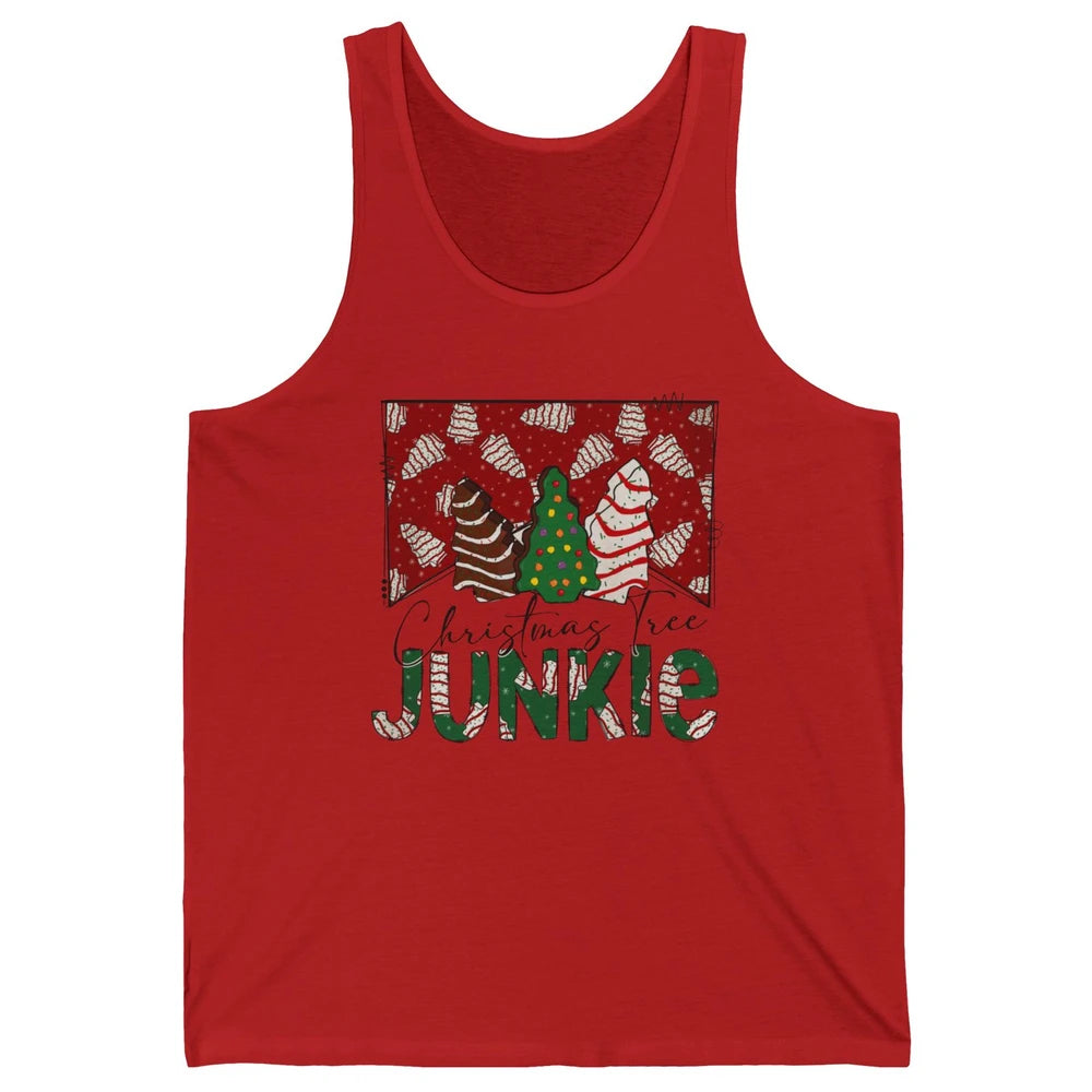 Funny Christmas Tree Cake Junkie Tis The Season Western Xmas Unisex Jersey Tank