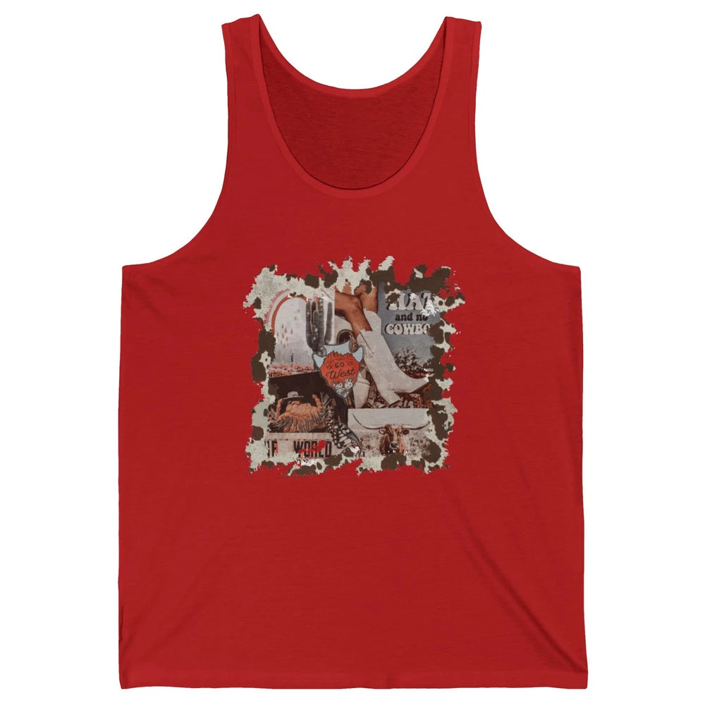 Retro Cowgirl Boots Desert Cactus Go West Western Country Unisex Jersey Tank
