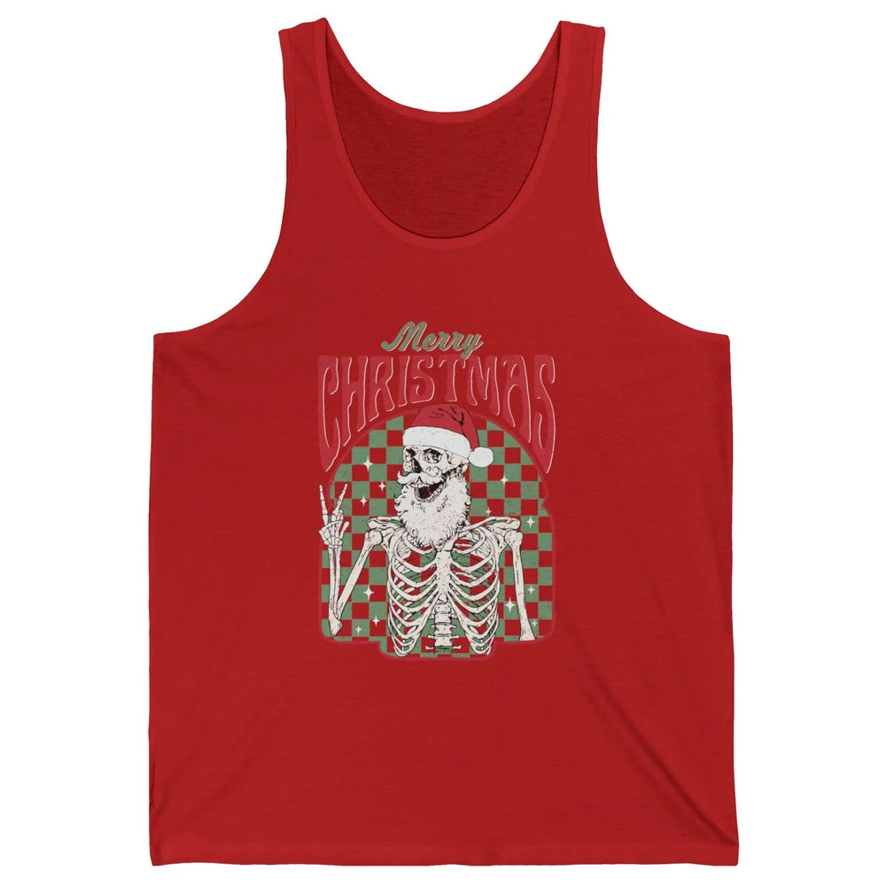 Merry Christmas Skeleton Santa Claus Vintage Xmas Skull Vibe Unisex Jersey Tank