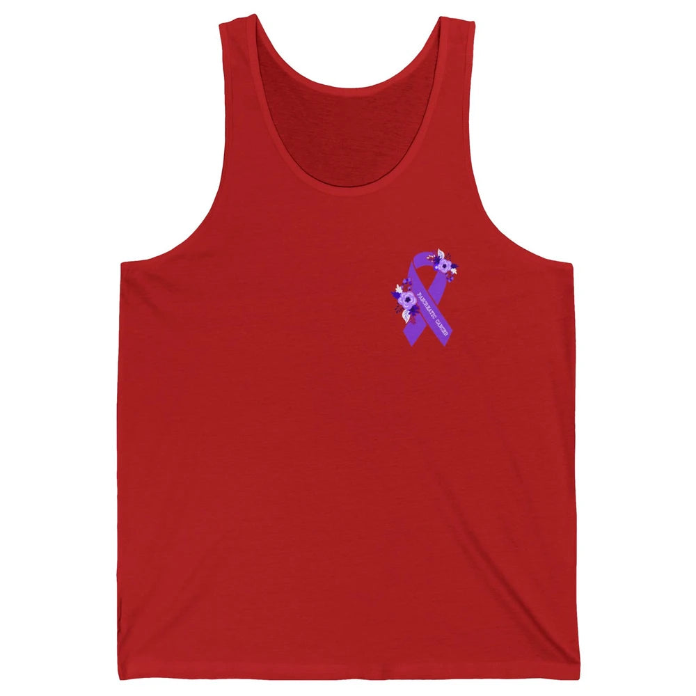 Pancreatic Cancer Awareness Floral Purple Ribbon Rainbow Unisex Jersey Tank