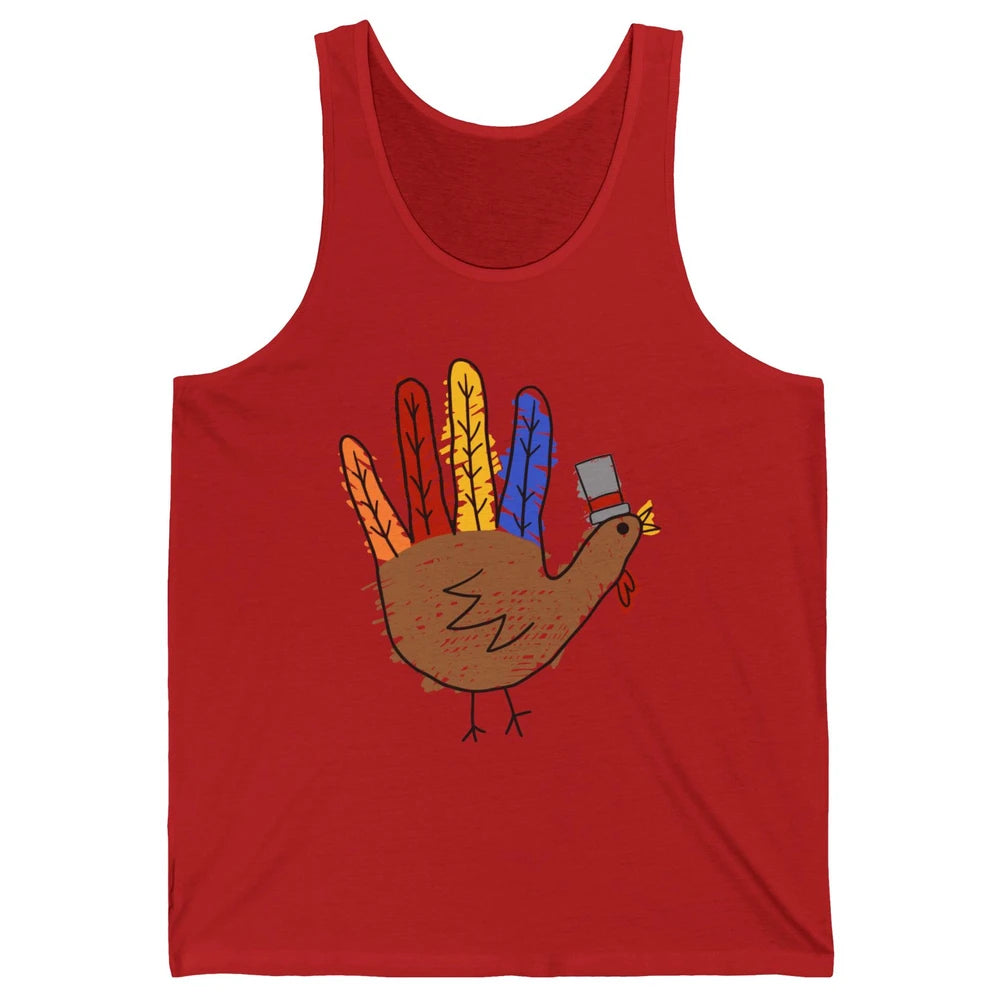 Thanksgiving Hand Turkey Funny Thanksgiving Teacher Thankful Unisex Jersey Tank