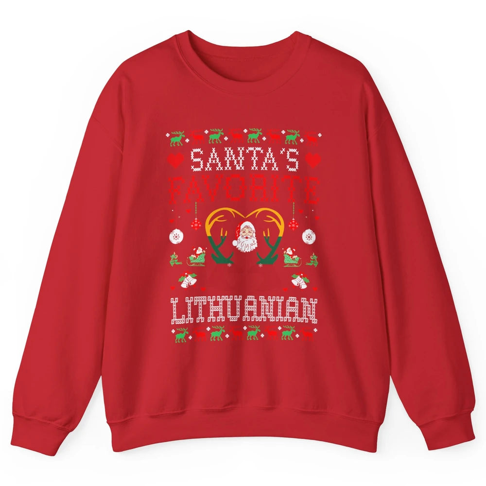 Merry Christmas Santa Favorite Lithuanian Xmas Ugly Santa Unisex Crewneck Sweatshirt