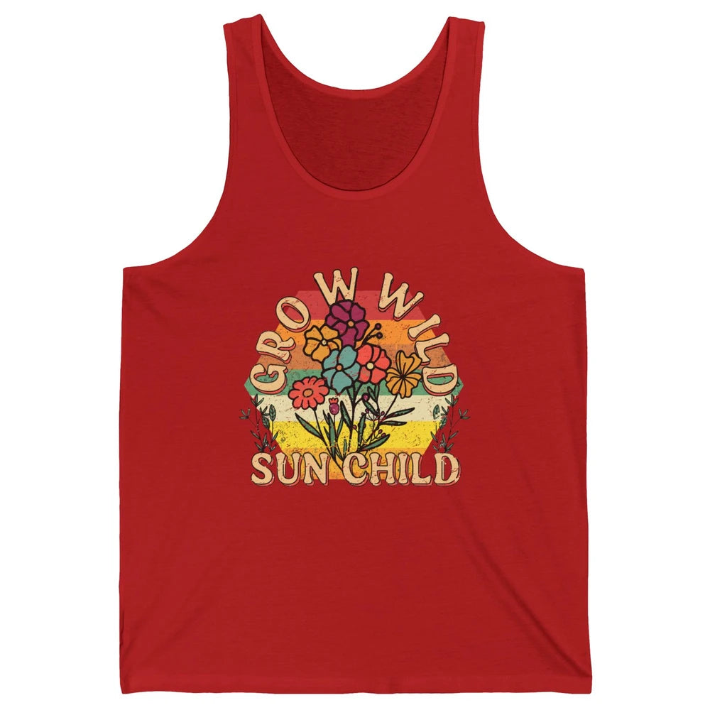 Retro Grow Wild Sun Child 70s Aesthetic Boho Western Summer Unisex Jersey Tank
