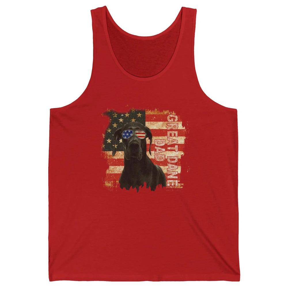 Retro Best Great Dane Dad Ever American Flag 4th Of July Unisex Jersey Tank