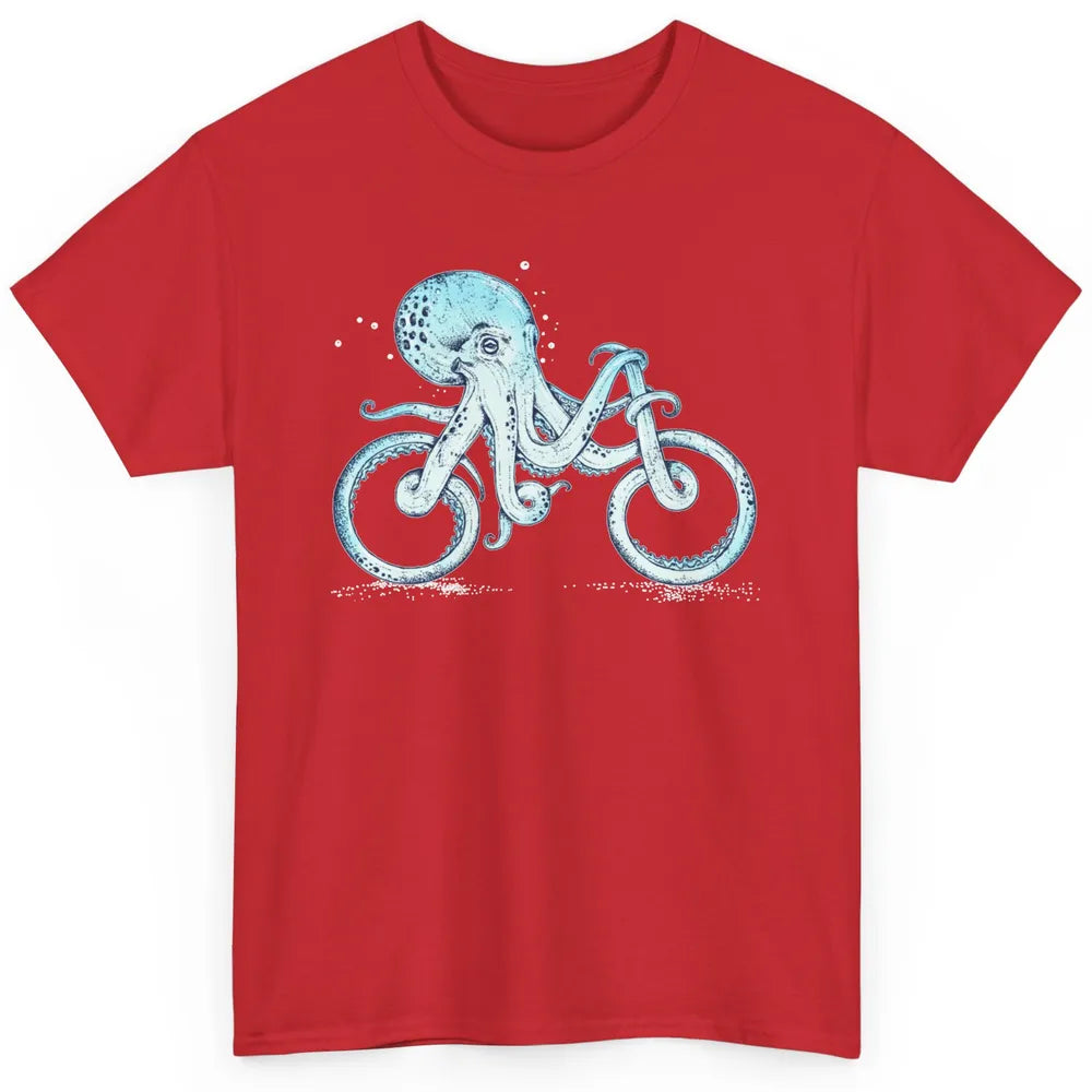 Funny Octopus Riding Bicycle Retro Marine Sea Creature Bike Classic Unisex T-Shirt