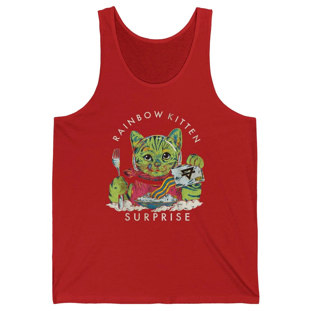 Retro Rainbow Kitten Surprise Gothic Halloween Funny Cat Pet Unisex Jersey Tank