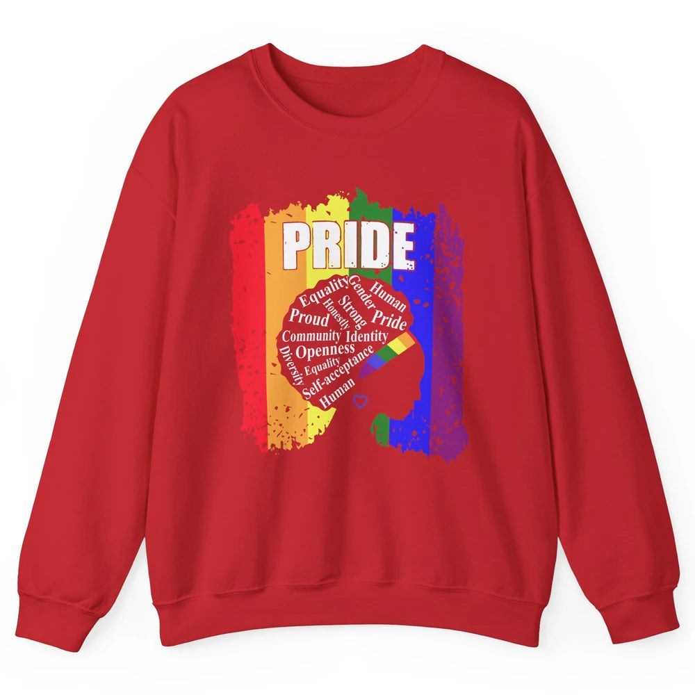 Proud Afro Girl Gay Pride Month Equality Unisex Crewneck Sweatshirt