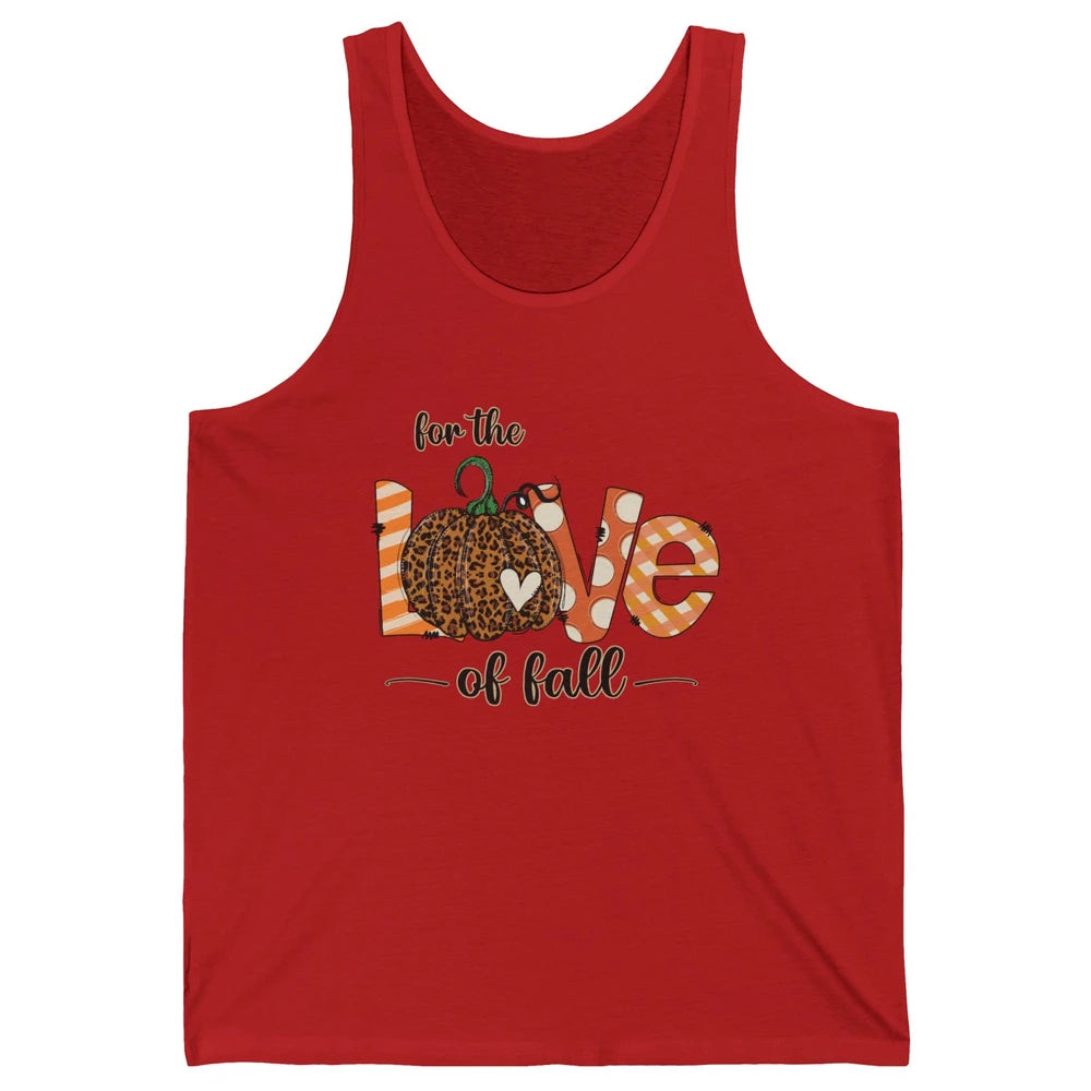Retro Love Fall Y'All Leopard Pumpkin Heart Halloween Fall Unisex Jersey Tank