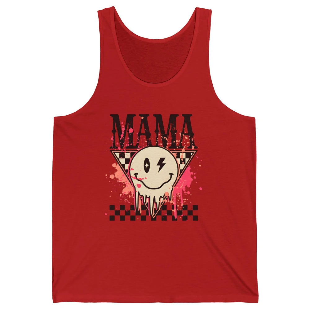 Retro Mama Lightning Bolt Smiling Face Western Mothers Day Unisex Jersey Tank