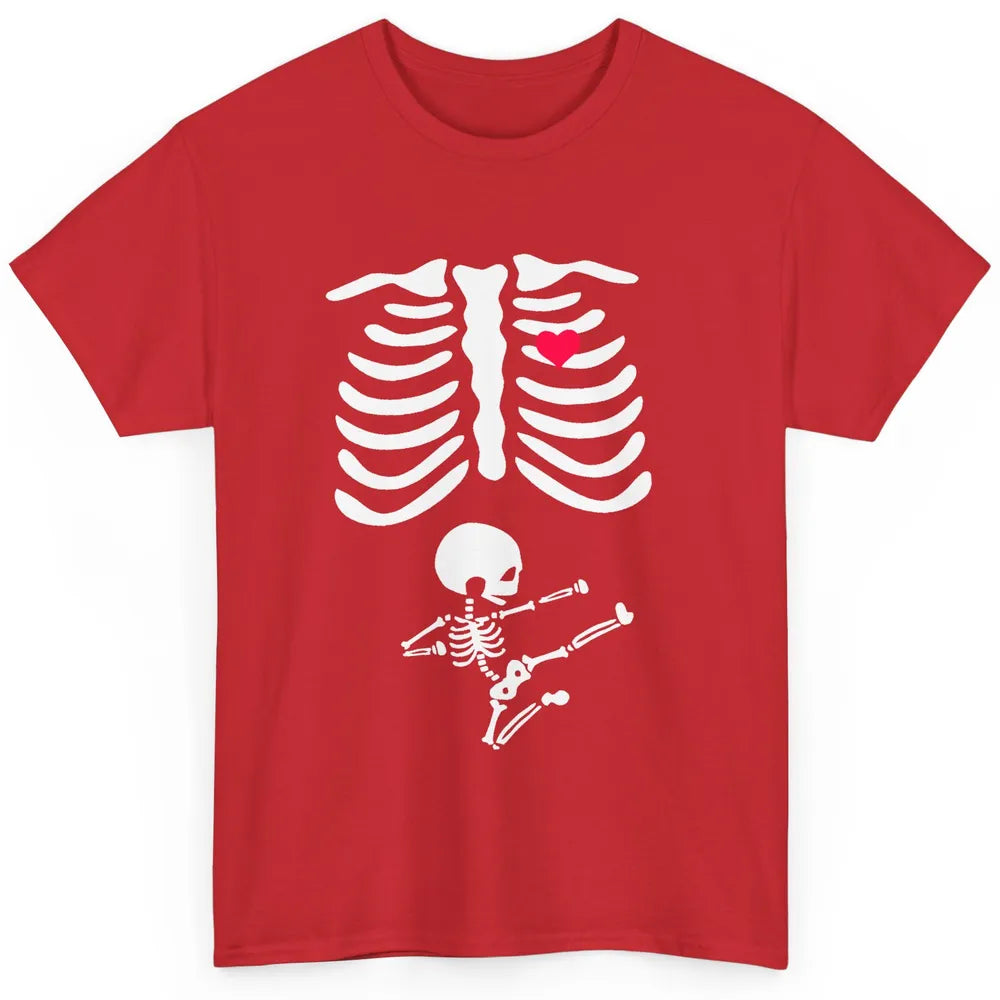 Pregnant Halloween Skeleton Naughty Baby Boy Pumpkin Costume Classic Unisex T-Shirt