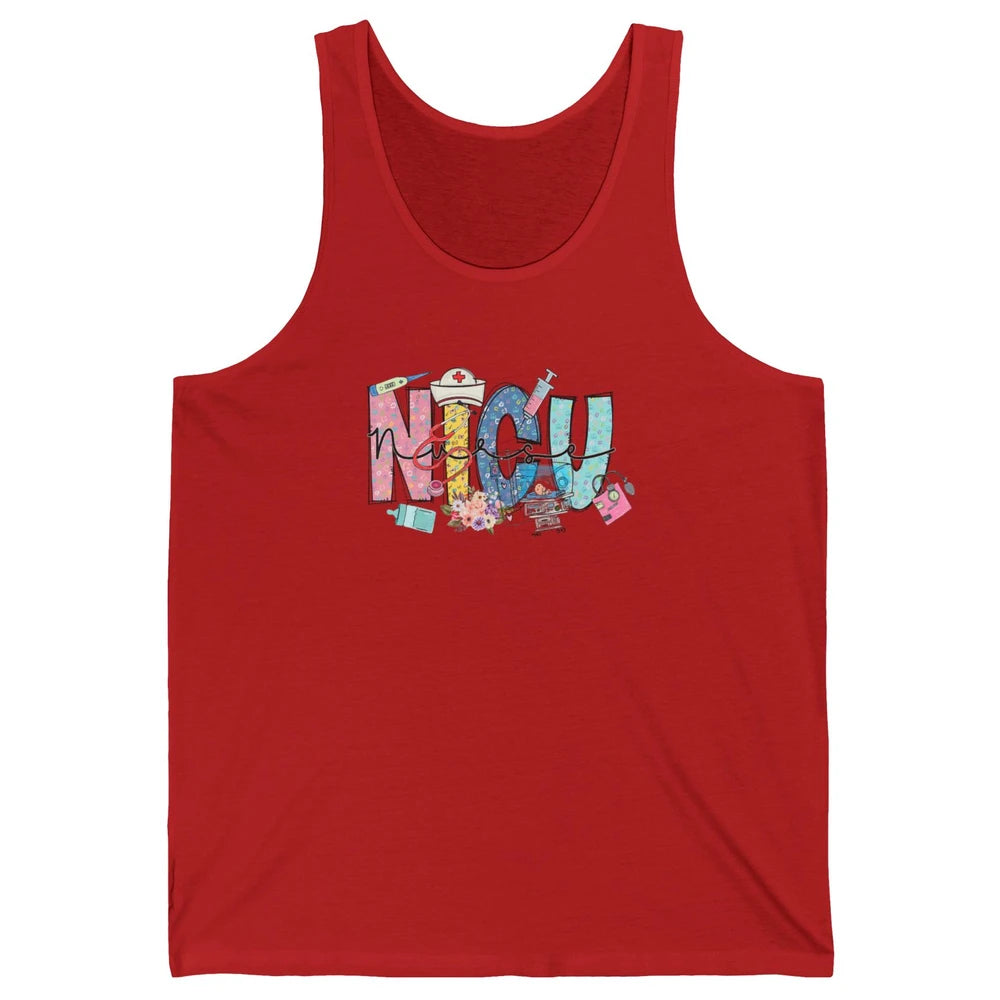 Nicu Nurse Registered Therapist Nursing Floral Leopard Care Unisex Jersey Tank
