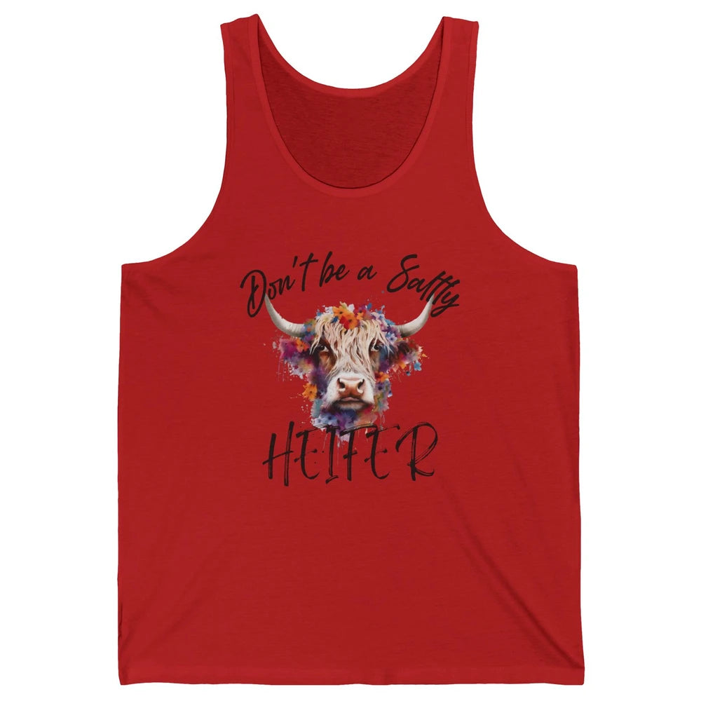 Floral Long Haired Cow Don't Be A Salty Heifer Western Farm Unisex Jersey Tank