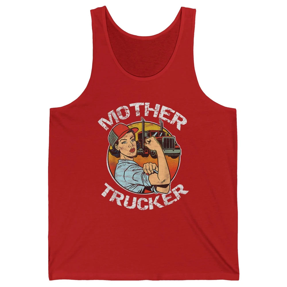 Retro Mother Trucker Truck Driver Mom Life Mothers Day Women Unisex Jersey Tank