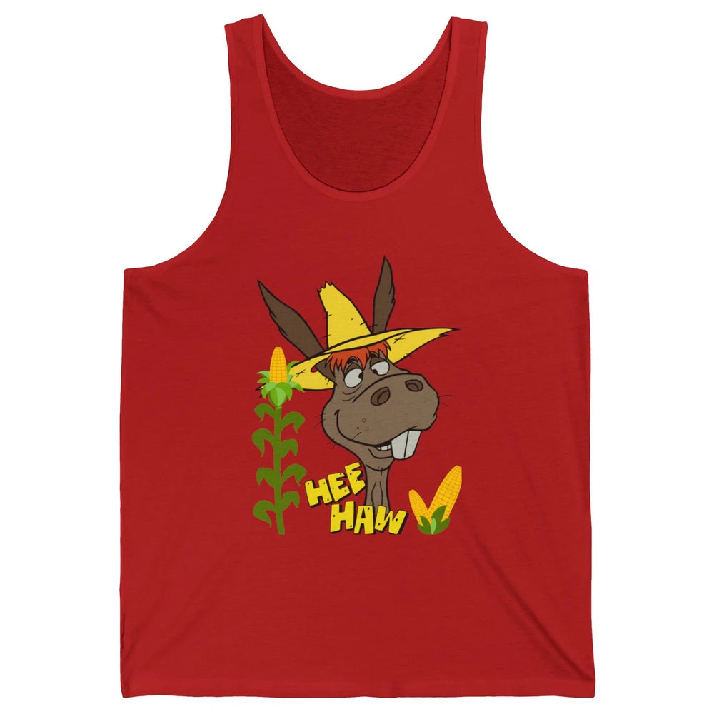 Funny Donkey Face Hee Haw Farming Life Farm Animal Corn Life Unisex Jersey Tank