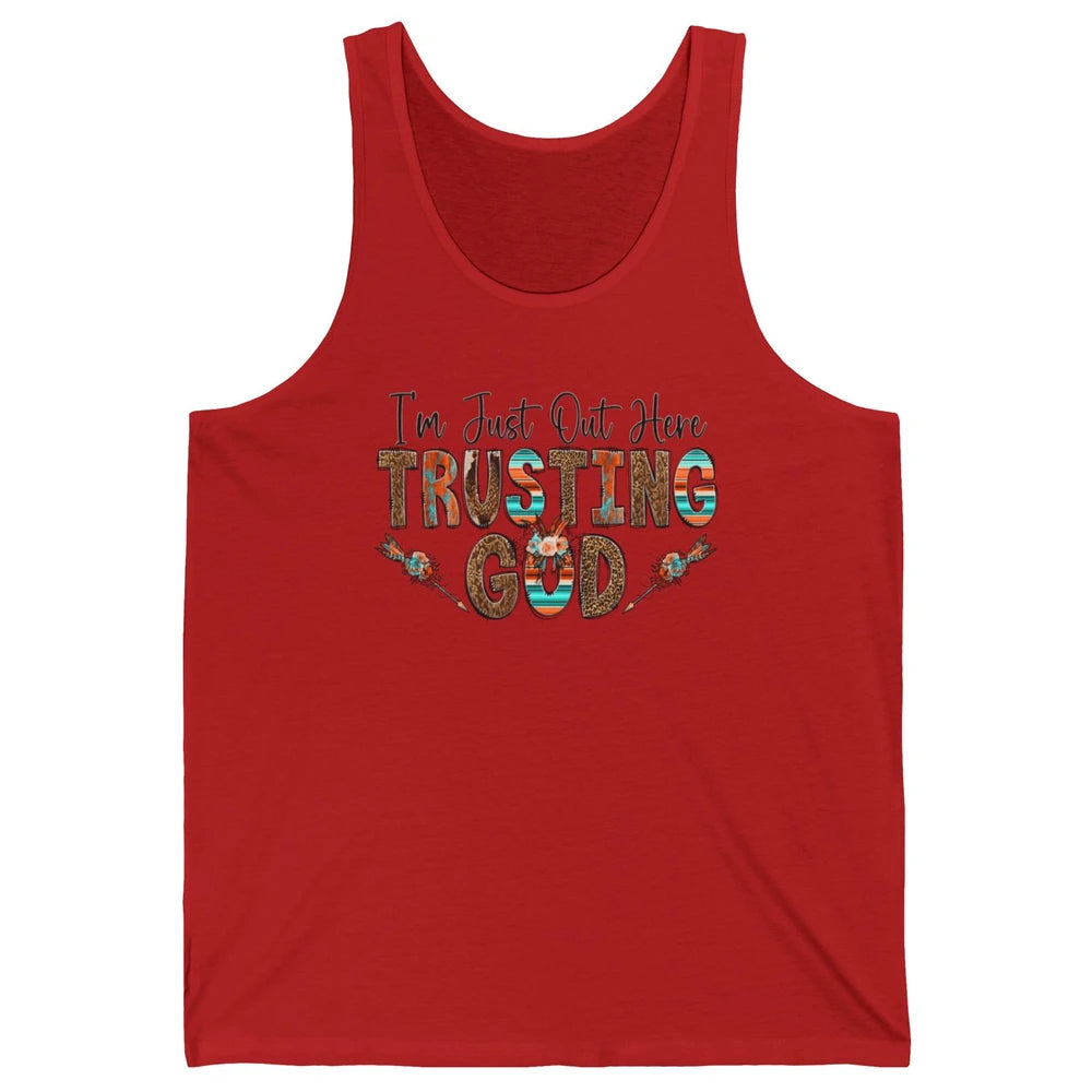 Out Here Trusting God Jesus Religion Christian Floral Bible Unisex Jersey Tank