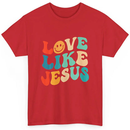 Retro Groovy Love Like Jesus Smiling Face Christ Faith God Classic Unisex T-Shirt