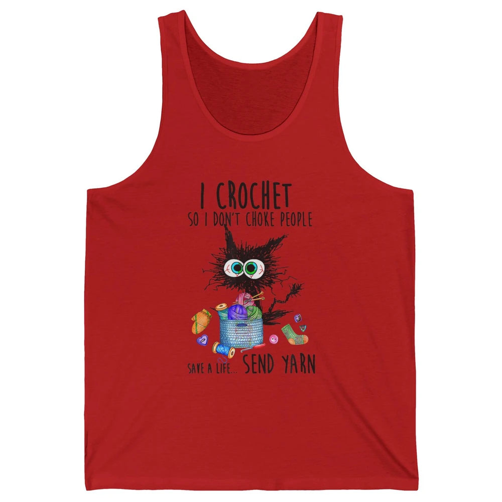 I Crochet So I Dont Choke People Cute Black Cat Knit Vintage Unisex Jersey Tank