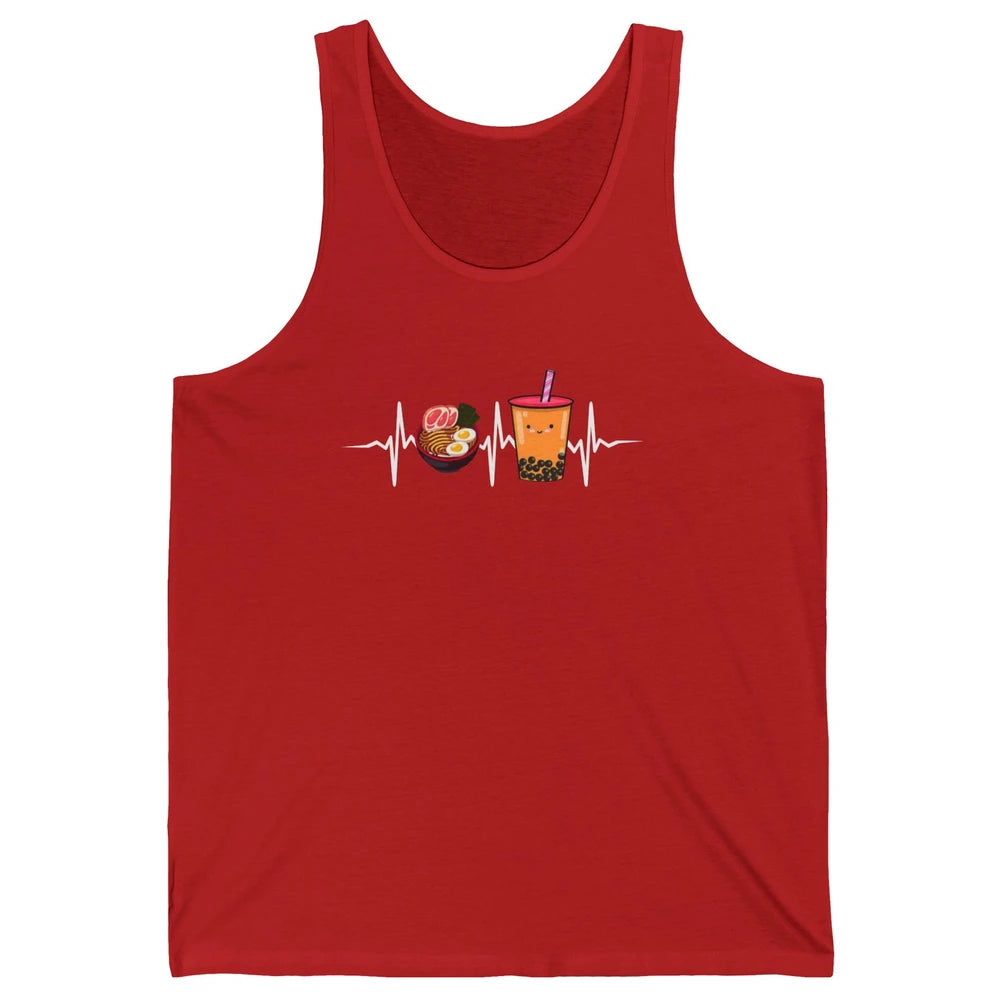 Ramen And Bubble Tea Lovers Heartbeat Japanese Food Kawaii Unisex Jersey Tank