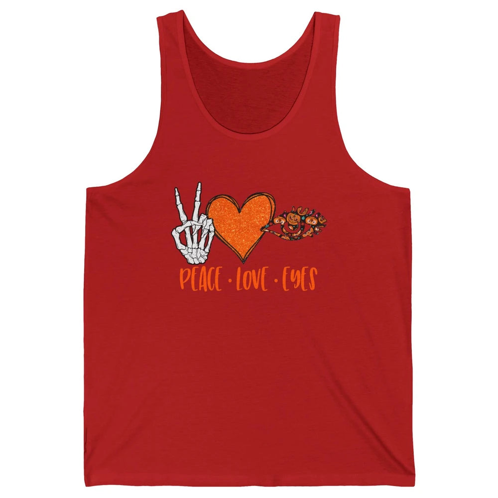 Optician Halloween Peace Love Eyes Optometrist Pumpkin Gift Unisex Jersey Tank