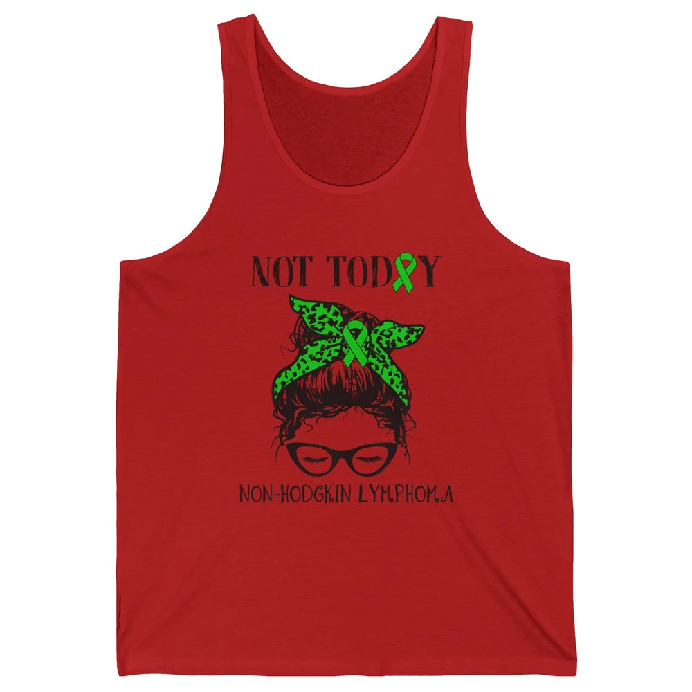 Non-Hodgkin Lymphoma Cancer Warrior Messy Hair Leopard Green Unisex Jersey Tank