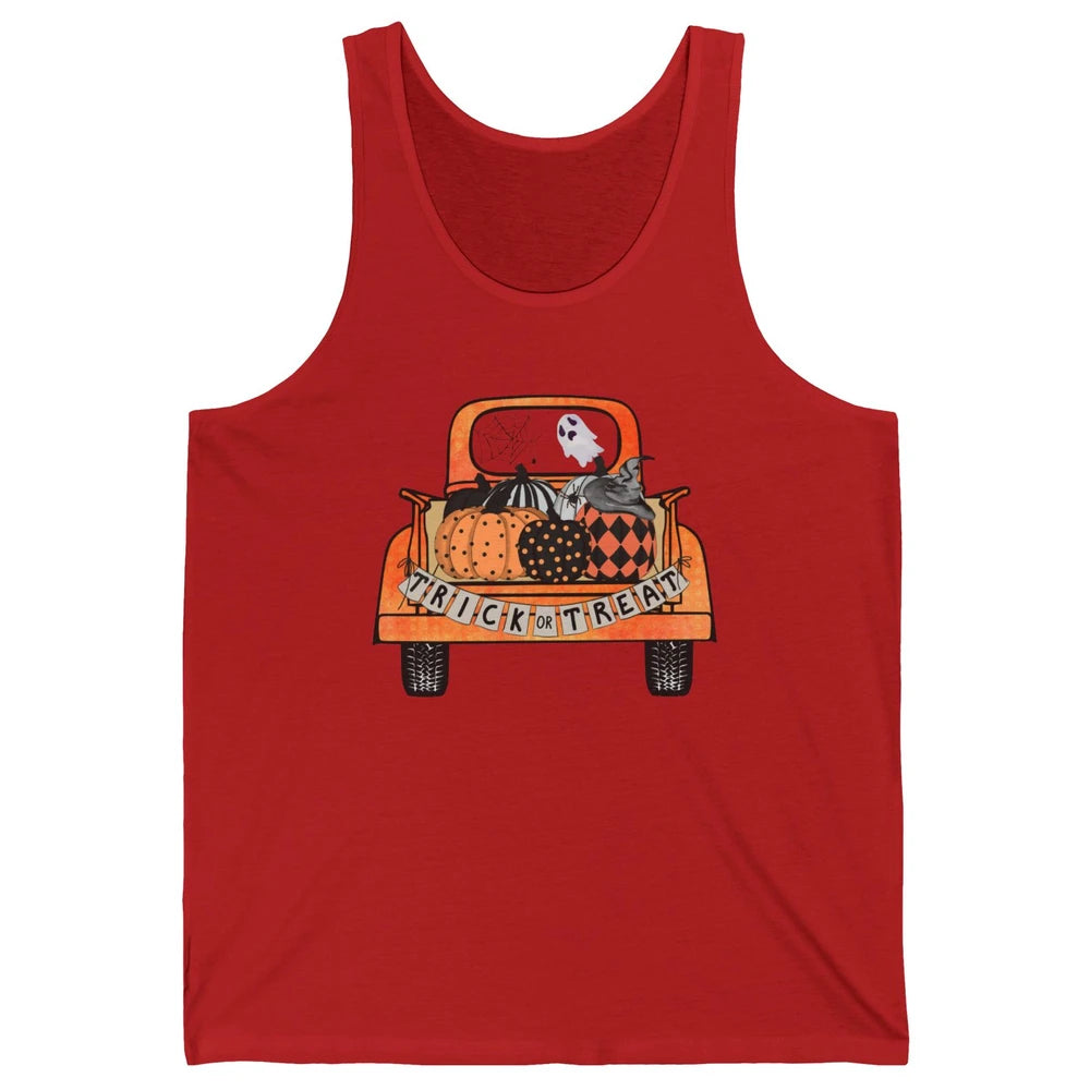 Retro Fall Pumpkin Truck Fall Halloween Trick Or Treat Gift Unisex Jersey Tank