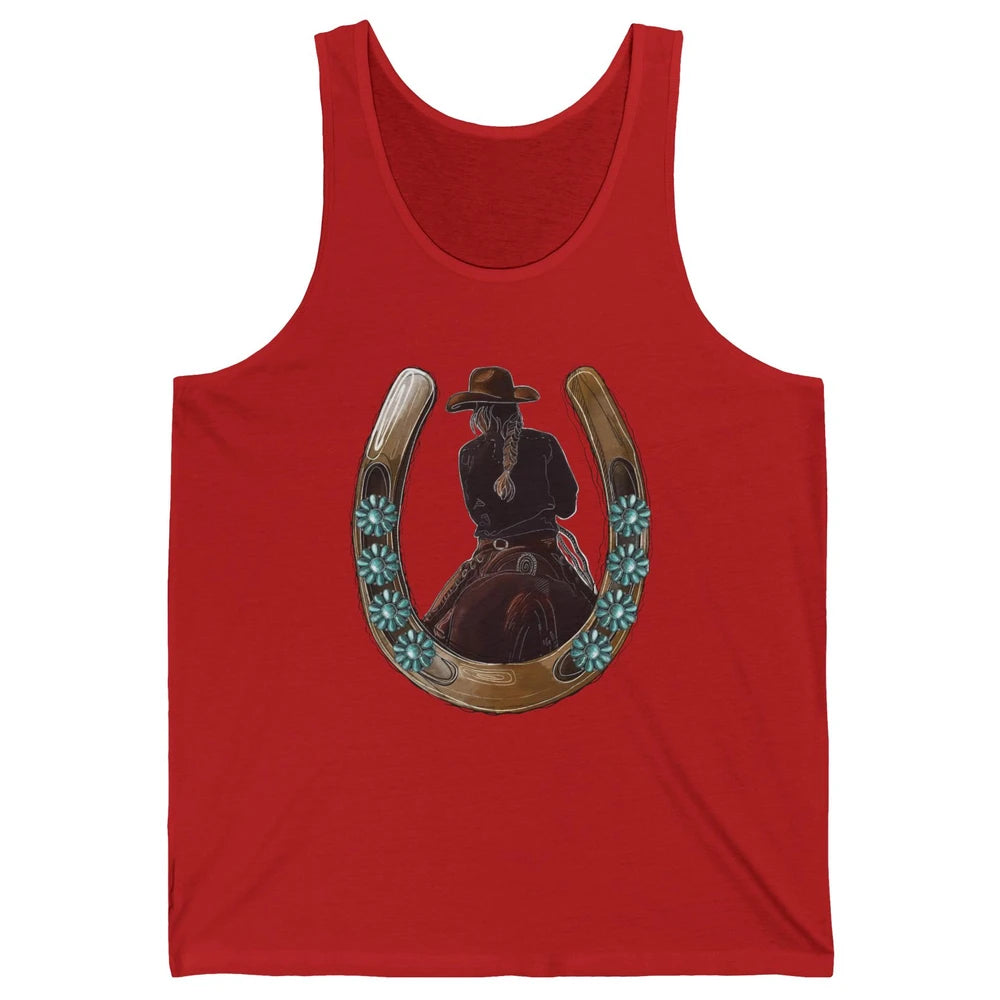 Retro Cowgirl Horseshoe Rodeo Western Cowgirl Peace Lovers Unisex Jersey Tank