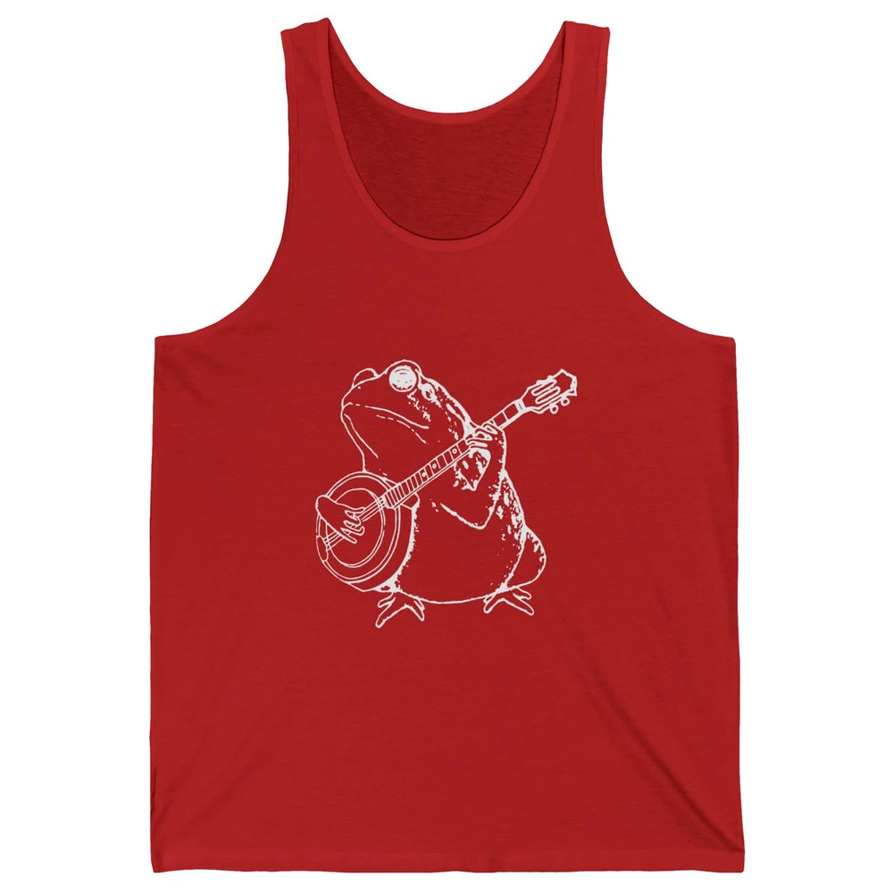 Retro Frog Playing Banjo Musician Banjo Player Music Vintage Unisex Jersey Tank