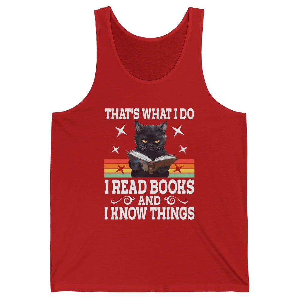 Retro Cat Books The Reader Black Cat Reading Books Bookish Bookworm Kitten Unisex Jersey Tank